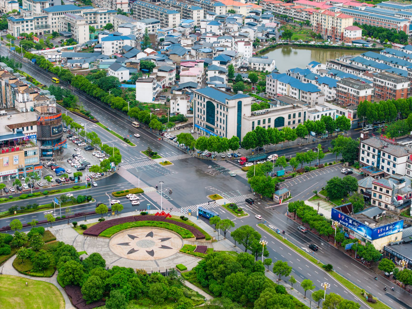 Aerial view of a planned smart city grid